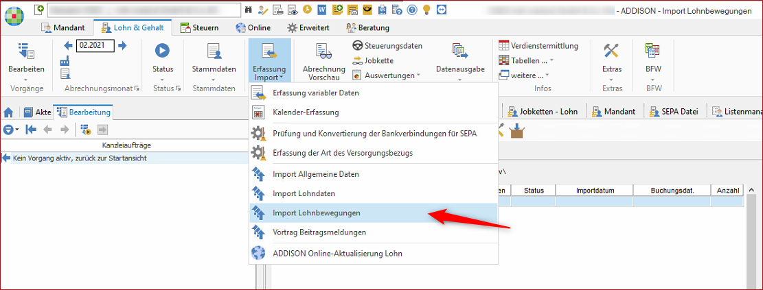 Schaltfläche Import Lohnbewegungen