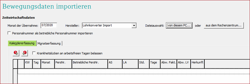 Bewegungsdaten importieren