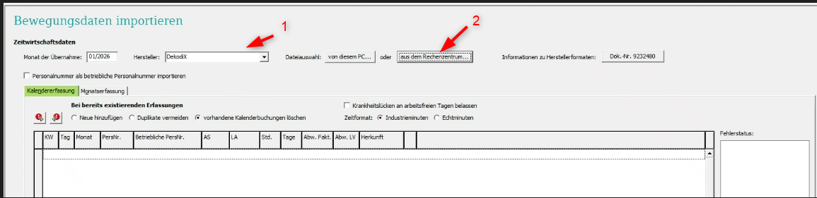 Vergrößern Aufruf des Datenimport aus dem Datev-Rechenzentrum