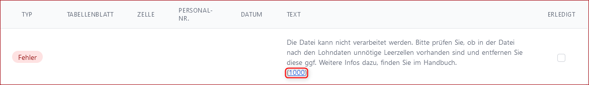 Fehlermeldung bei zu vielen Leerzellen in Exceldatei