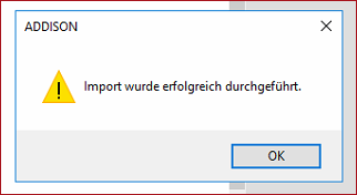 Erfolgsmeldung Import