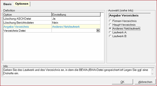 Angabe Verzeichnis: Anderes Netzlaufwerk