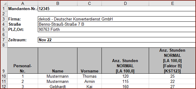 Buchungen der Lohnart 100